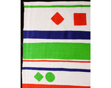 60s Mod Cotton Fabric - Over 3 Yards x 44.5 Inches - 1960s Canvas Yardage - Red White Blue Green Stripes & Geometric Shapes - B. Altman