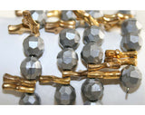 Steel & Gold Aquatic Style Coil Bracelet - Spring - Metallic Gray 1950s Rockabilly Resort Chic - Coral Look - Glamour Girl - 40241-1