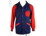 Men's Large Letter Jacket - ca. 1961 Baseball Sports Jacket by 'League Master' - 1960s Athletics Natick High School - Red & Blue - Chest 44
