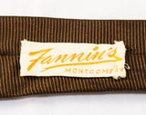 Men's 50s Skinny Tie - As Is Stage Costume Accessory - Brown Silk 1950s Necktie with Three Blue Stars - Ribbed Ombre Fades To Black
