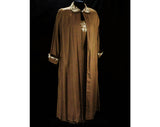 Size 6 Bombshell Dress & Coat - Small 1950s Linen Look Rayon Ensemble - 50s Lucy Style Mocha Brown with Studs and Soutache - Waist 26