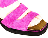 Size 6 Purple Sandals - 1960s Orchid Suede Summer Shoes - 60s Open Toe Mod Pumps - Zig Zag Stripe Design - NOS NWT NIB Vogue Deadstock - 6M
