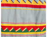 Size 12 Seminole Patchwork Jacket - Terrific 50s 60s Turquoise Native American Tribe - Sky Blue Windbreaker - Arts and Crafts - Bust 40