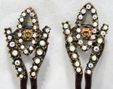 Showy Antique Style Hair Combs - Glam 1950s Aurora Borealis Rhinestones - Plastic Prongs - Romantic - Victorian Look - 44405