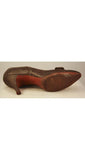 Size 8.5 Shoes - 1940s 1950s Metallic Brown Pumps with Bow Accent - Size 8 1/2 AA - 3.5-Inch High Heels - 40s 50s Glamour - 35829-1