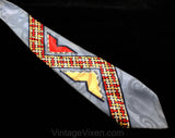1940s Men's Tie - Collector's 40s WWII Era Necktie - Woven Novelty Print Titled California Checks - 40s Swing Style Wide Rayon Satin Cravat