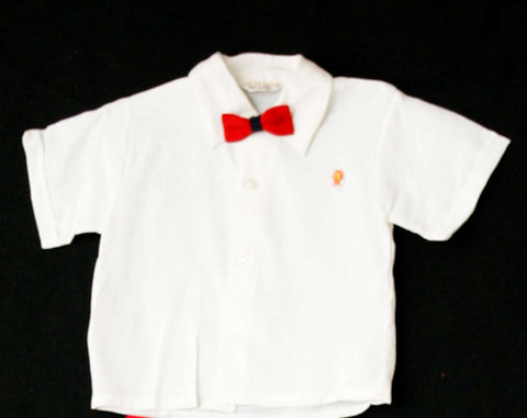 Size 4 Boy's Shirt - 1950s Sunday Best Boys Shirt & Bow Tie - Deadstock - Summer - Children's - 1950s Dress Shirt - Kitsch Detail - 39854-1