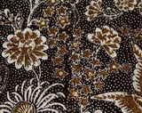 FINAL SALE Indonesian Cotton Textile - Butterfly Novelty Print Batik - Asian 1980s Square Dresser Accent - Brown Tiki Floral 80s Trapunto