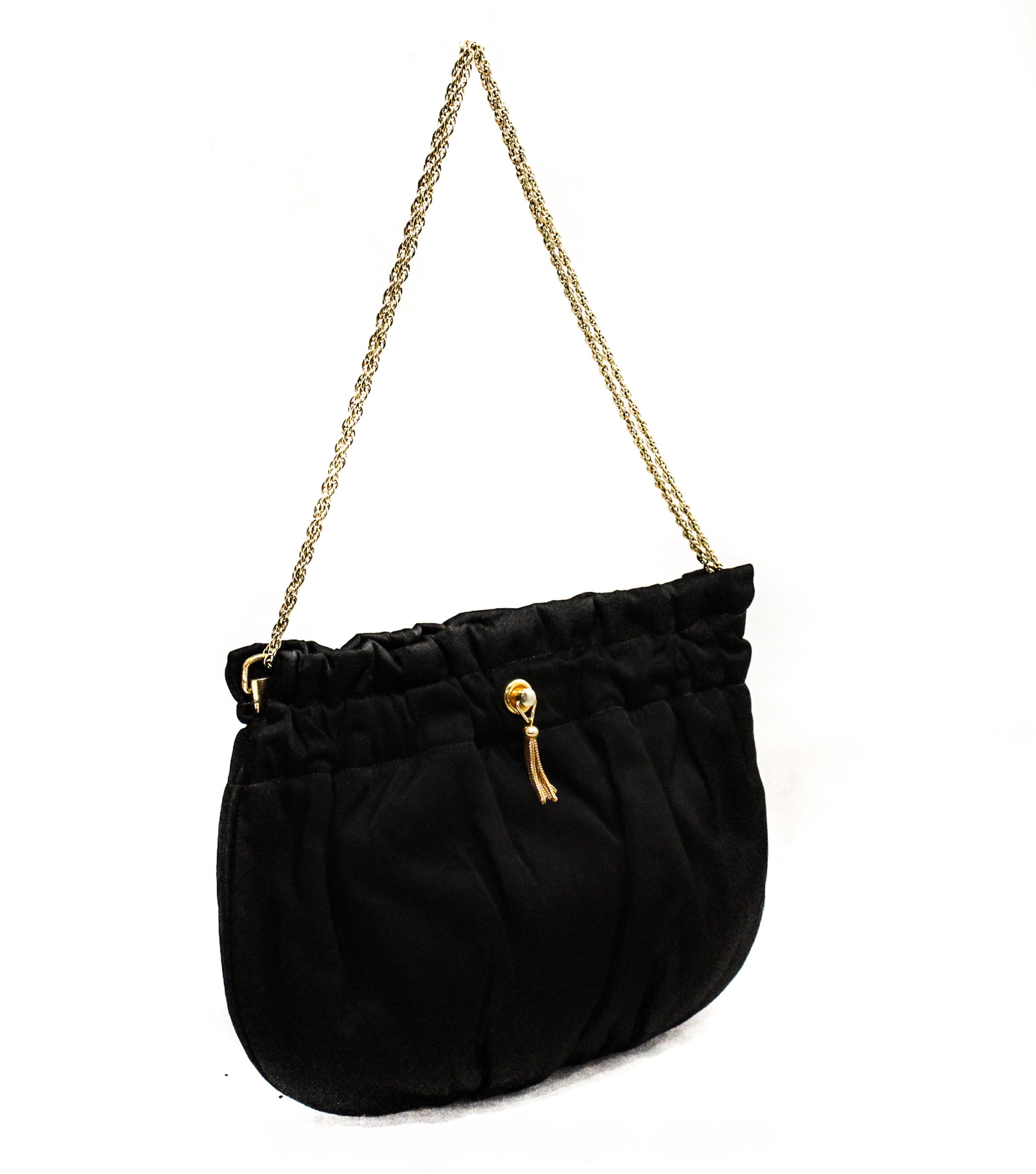 Mia | Black Metallic Crossbody Bag with Gold Chain Strap