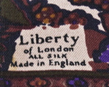 Liberty of London Silk Scarf - Brown Paisley Neck Scarf - Made in England - 1960s Paisleys Border Print - Umber Black Purple - Rectangular
