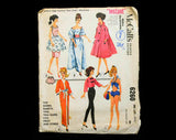 60s Vintage Doll's Sewing Pattern - Dress Set, Evening Gown, Coat & Hat, Kimono - Dated 1962 for 11 1/2 Inch Fashion Doll - McCalls 6260