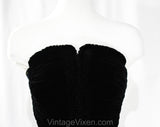 Size 6 1940s Swimsuit by Catalina Hollywood Label - Fantastic Ruched Black Velvet with Smocking - Sexy Small 40s Pin Up - Bust 32 to 35