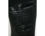 Size 6 Trompe L'Oeil 60s Boots - Black Waterproof Rubber - Sophisticated 1960s - Faux Buckles - Fleece Lined - Unworn - Deadstock - 43709-3