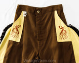 Child Size 10 1940s Cowboy Pants - Boys 40s 50s Western Trousers with Fringe Chap Panels - Rodeo Horse Wrangler Dress-Up Play - Waist 25-29