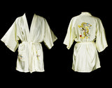 Large 1960s Asian Kimono Style Robe with Dragon Embroidery - Eastern 60s Lounge Wear - Mens or Ladies Unisex - Chest to 45