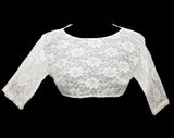 Size 4 White 1950s Party Dress & Sheer Lace Jacket - 50s 60s Cocktail - Fit and Flare Full Skirt - Alt Wedding Pretty Debutante - Waist 25