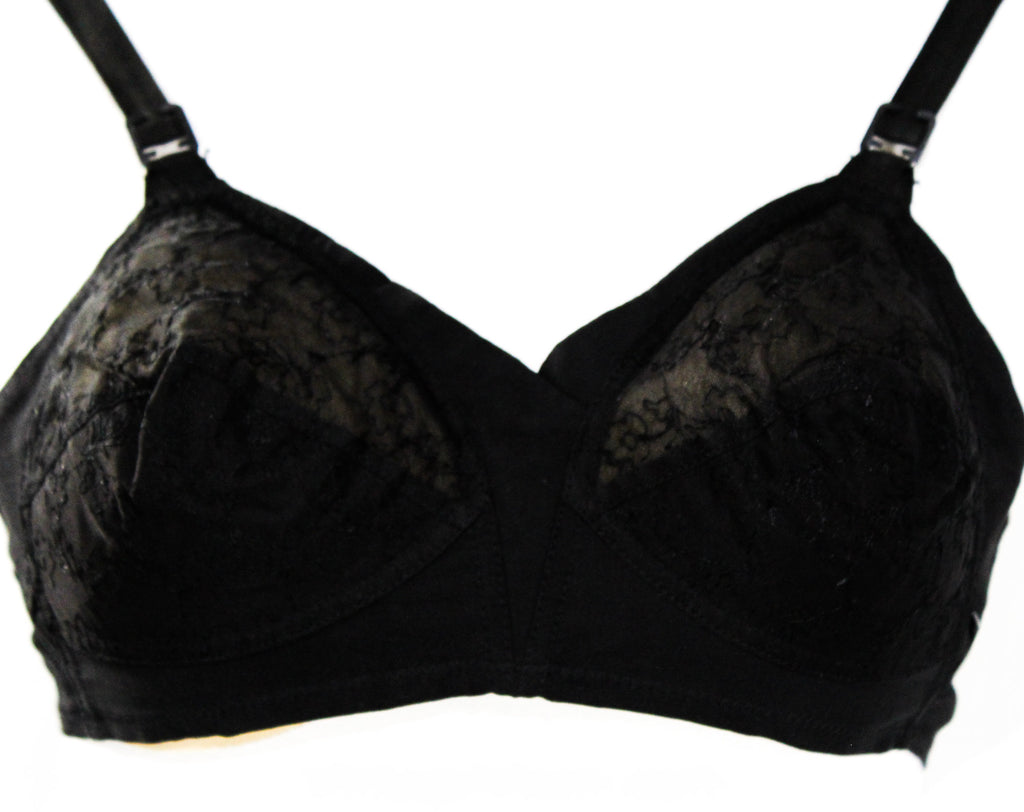 1960s 32A Black Bra - ca. 1963 Perky Mid Century Brassiere with Floral – Vintage  Vixen Clothing