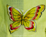 Size 6 McMullen Blouse with Butterfly Appliques - 1950s Yellow Fine Linen Top - Short Sleeved 50s Butterflies Shirt - Beautiful! - Bust 34