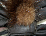 Mink Fur Hat - Adorable Chocolate Brown - 60s - Satin Bows - By Debbie 41298