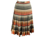 Size 6 Brown Plaid Skirt - Autumn Hued Wool 50s Pleated A-Line - Completely Reversible - 1950s Schoolgirl Toffee Tan Gray Black - Waist 26.5