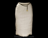 Size 2 1960s Secretary Dress with Chain Belt - Mod 60s Ivory White Knit Top & Pencil Skirt - 1960s Hollywood Deadstock NWT - Waist 22 to 24