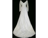 Size 10 Vintage Wedding Gown - Classic 1960s Voile & Lace Dress with 5-Ft Train - Medium 60s Bridal Gown - Bust 36.5 - NWT Deadstock - 32759