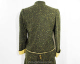 Size 4 Tweed Suit - 1950s Green & Maize Yellow Jacket and Skirt - Wonderful Flecked Wool - Gold Apple Spinach Sage - Spring Fall - Bust 37