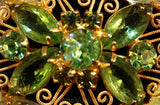 1950s Juliana Spring Green Rhinestone Pin Brooch and Earrings - Light Green Glass 50s 60s Demi Parure - Designer Delizza & Elster - 34523-1