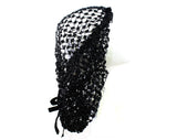 Rare 1960s Black Snood Hat - Velvet & Net Romantic Renaissance Inspired 60s Millinery - Bouffant Hairstyle Accent with Halo Style Rings