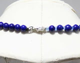 Blue Beaded Necklace - Cobalt Glass - Painted Wood - Graduated Beads - Arts & Crafts Style - Dark Navy Blue Beaded Jewelry