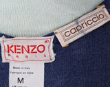 Large Kenzo Tunic Jacket Ensemble - 1980s 90s Designer - Turquoise Teal Blue Green Linen Jersey Knit - Aquatic Beachy Colors - Bust to 44