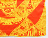 Designer Giorgio di Sant Angelo Silk Scarf - Orange & Yellow 1960s 70s Psychedelic Print - Bold Paisleys and Swirls - Hand Rolled Hems