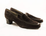 Size 9 Shoes - Brown Suede 1970s Pumps - Hip 60s 70s Faux Reptile Heels - Quality Sophisticated Hush Puppies - 70's NOS Deadstock - 9M