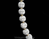 White Filigree Necklace - 60s Cage Style Enamel Beads - Spring & Summer 1960s Secretary Chic - Nice Quality - Garden Party Jewelry by Monet