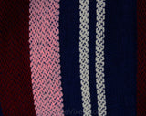 Size 8 1950s Folk Style Full Skirt - Artisan Style Pleated Cotton - Navy Blue Burgundy Pink & White Stripes - 50s Nelly de Grab - Waist 26.5