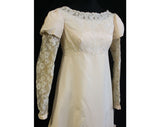 Size 8 Wedding Dress - Romantic 1960s Jane Austen Style Bridal Gown with Juliet Sleeves & Train - Priscilla of Boston - Bust 34.5 - 31809-1