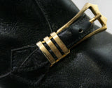 Sexy 60s Black Boots - Size 6 - Black Leather - Made in Italy - 1960s - Big Brass Buckle - Chic Street Style - Unworn - Deadstock - 43199-1