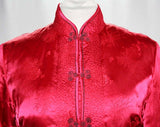 Exquisite Asian Raspberry Satin Brocade Evening Jacket - Mandarin Collar - Down-Filled - Hand Detailing - Size 6/7 - Bust 36 41058