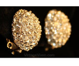 Beautiful Pavè Rhinestone Earrings by Pennino - Clip On Button Style Round - 1950s Glamour Girl Marilyn Chic - Mint Condition - 50s Pennino