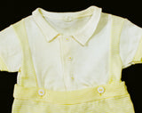 Toddler's 50s Outfit - Size 9 Months Yellow & White Cotton Top and Short Set - Gender Neutral 50s Baby Boy or Girl - Plastic Diaper Lining