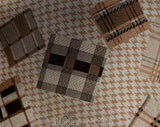 Size 12 Patchwork Print Shirt - 1970s Houndstooth Rayon Long Sleeve Blouse - Brown & Beige Novelty Print Top - NWT Deadstock - Bust 39.5