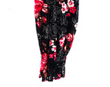 Size 12 Gypsy Roses Print Blouse - 1970s Romantic Rouge Red Black Floral Tunic Shirt - Medium Large Long Sleeve 70s Top & Belt - Bust 48