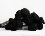 Black Nubby Chenille Yarn - One Single Skein 1 Ounce - 1950s 60s Thin Fingering Weight Knitting Fiber Arts - Hoopla by Unger Acetate & Nylon
