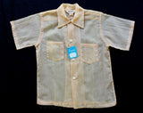 Boy's Size 10 Shirt - 1940s Boys Taupe Sheer Nylon Seersucker Shirt - Child Size NOS Deadstock - Summer 40's Short Sleeve - 29778-2