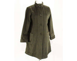 XL Cashmere Blend Coat - Luxury SuperAngora 3/4 Length Minimalist Jacket - Pierrette Switzerland - Very Dark Pine Green - Bust up to 56