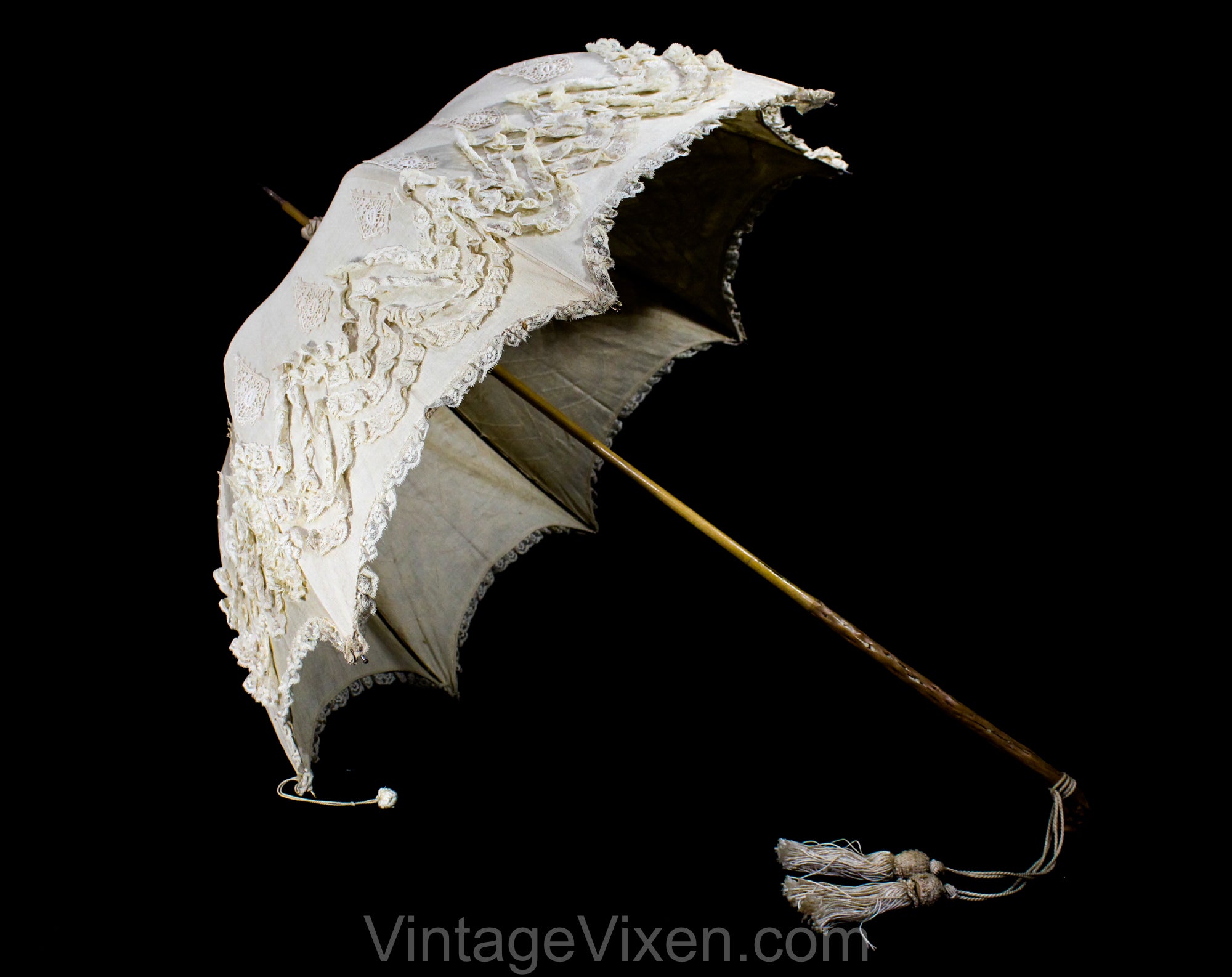 Antique Umbrella - Victorian Edwardian Parasol - Neutral L – Vintage Vixen Clothing