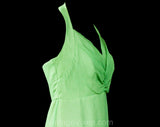 Size 8 Spring Evening Dress - 1960s Halter Gown & Fluttery Jacket - Medium Pistachio Chartreuse Green Chiffon - Bust 35 - 60s Deadstock