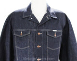 XL Men's 1980s Denim Jacket - 80s Dark Indigo Blue Jean Preppy Western Style by Sasson - 1980s Retro Deadstock - Urban Cowboy - Chest 54