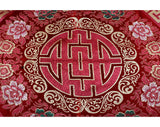 Chinese Silk Satin Wall Hanging - Vivid Scarlet Red & Pale Gold - Cranes Medallion Border Pattern Brocade From China - 57.5 x 81 Inches