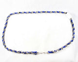Beautiful Indigo Blue Spiral Cord Gold Chain Hip Belt - Any Size - Summer Waist Jewelry - Accessocraft NOS - 1960s Woven Brass Links